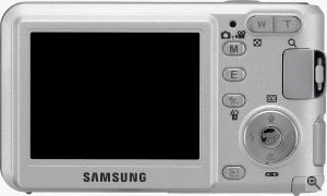 Samsung's Digimax L60 digital camera. Courtesy of Samsung, with modifications by Michael R. Tomkins. Click for a bigger picture!