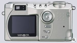 Minolta's DiMAGE S304 digital camera, rear view.  Courtesy of Minolta. Click for a bigger picture!