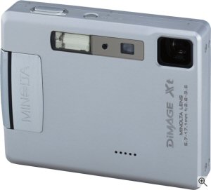 Minolta's DiMAGE Xt digital camera. Courtesy of Minolta, with modifications by Michael R. Tomkins. Click for a bigger picture!