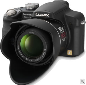Panasonic's Lumix DMC-FZ18 digital camera. Courtesy of Panasonic, with modifications by Michael R. Tomkins. Click for a bigger picture!