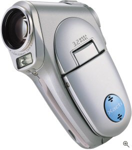 Sanyo's Xacti DMX-C1 digital video camera. Courtesy of Sanyo, with modifications by Michael R. Tomkins. Click for a bigger picture!