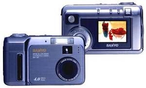 Sanyo's DSC-AZ1 digital camera, front and rear views. Courtesy of Sanyo.