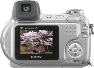 Sony's Cyber-shot DSC-H2 digital camera. Courtesy of Sony, with modifications by Michael R. Tomkins. Click for a bigger picture!