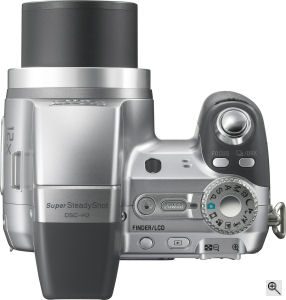 Sony's Cyber-shot DSC-H2 digital camera. Courtesy of Sony, with modifications by Michael R. Tomkins. Click for a bigger picture!