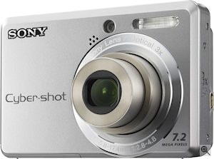 Sony's Cyber-shot DSC-S730 digital camera. Courtesy of Sony, with modifications by Michael R. Tomkins. Click for a bigger picture!
