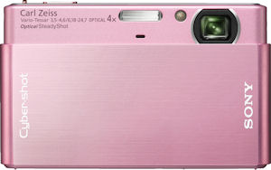 Sony's Cyber-shot DSC-T77 digital camera. Courtesy of Sony, wih modifications by Michael R. Tomkins. Click for a bigger picture!