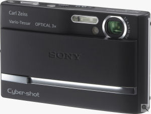 Sony's Cyber-shot DSC-T9 digital camera. Courtesy of Sony, with modifications by Michael R. Tomkins. Click for a bigger picture!