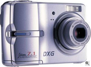 DXG's Model 711 digital camera. Courtesy of DXG, with modifications by Michael R. Tomkins. Click for a bigger picture!