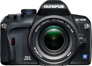 Olympus' E-450 digital SLR. Photo provided by Olympus Imaging America Inc. Click for a bigger picture!