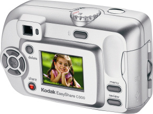 Kodak's EasyShare C300 digital camera. Courtesy of Eastman Kodak Co., with modifications by Michael R. Tomkins. Click for a bigger picture!