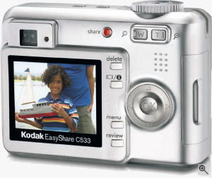 Kodak's EasyShare C533 digital camera. Courtesy of Kodak, with modifications by Michael R. Tomkins. Click for a bigger picture!