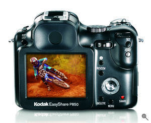 Kodak's EasyShare P850 Zoom digital camera. Courtesy of Kodak, with modifications by Michael R. Tomkins. Click for a bigger picture!