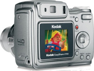 Kodak's EasyShare Z700 digital camera. Courtesy of Eastman Kodak Co., with modifications by Michael R. Tomkins. Click for a bigger picture!