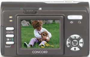 Concord's EasyShot 500z digital camera. Courtesy of Concord, with modifications by Michael R. Tomkins. Click for a bigger picture!