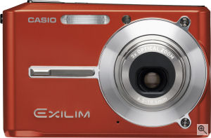 Casio's EXILIM CARD EX-S500 digital camera. Courtesy of Casio, with modifications by Michael R. Tomkins. Click for a bigger picture!