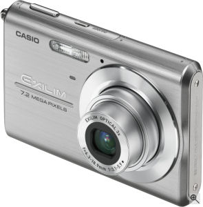 Casio's EXILIM ZOOM EX-Z75 digital camera. Courtesy of Casio, with modifications by Michael R. Tomkins. Click for a bigger picture!