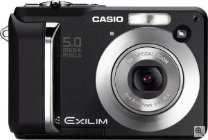 Casio's EXILIM EX-Z10 digital camera. Courtesy of Casio, with modifications by Michael R. Tomkins. Click for a bigger picture!