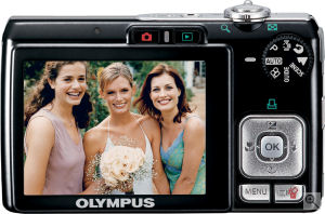 Olympus' FE-280 digital camera. Courtesy of Olympus, with modifications by Michael R. Tomkins. Click for a bigger picture!