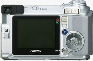 Fujifilm's FinePix E510 digital camera. Courtesy of Fujifilm, with modifications by Michael R. Tomkins. Click for a bigger picture!