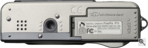 Fujifilm's FinePix F11 Zoom digital camera. Courtesy of Fujifilm, with modifications by Michael R. Tomkins. Click for a bigger picture!