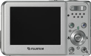 Fujifilm's FinePix F20 digital camera. Courtesy of Fujifilm, with modifications by Michael R. Tomkins. Click for a bigger picture!
