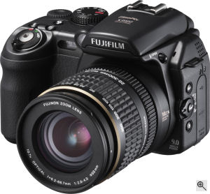Fujifilm's FinePix S9100 digital camera. Courtesy of Fujifilm, with modifications by Michael R. Tomkins. Click for a bigger picture!