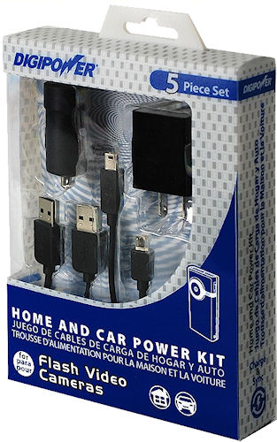 The DIGIPOWER Home and Car Power Kit for Flash Video Cameras. Photo provided by Mizco International. Click for a bigger picture!