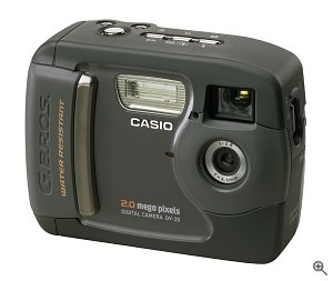 Casio's G.Bros GV-20 digital camera. Courtesy of Casio Japan, with modifications by Michael R. Tomkins.
