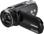 Samsung's HMX-H100 camcorder. Courtesy of Samsung, with modifications by Michael R. Tomkins. Click for a bigger picture!