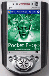 Idruna's Pocket Phojo: Photojournalism on the fly. Source images courtesy of Idruna Software Inc., and animation by Michael R. Tomkins.