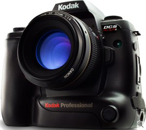 Kodak's DCS Pro SLR/c digital camera. Courtesy of Eastman Kodak Co., with modifications by Michael R. Tomkins. Click for a bigger picture!