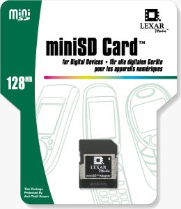 Lexar's miniSD card packaging. Courtesy of Lexar, with modifications by Michael R. Tomkins.