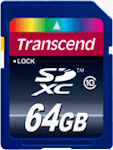 Transcend's 64GB Class 10 SDXC card. Rendering provided by Transcend Information Inc.