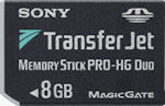 Sony's 8GB TransferJet Memory Stick PRO-HG Duo card. Photo provided by Sony Electronics Inc.