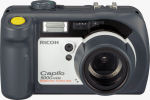 Ricoh's Caplio 500G Wide digital camera. Courtesy of Ricoh, with modifications by Michael R. Tomkins. Click for a bigger picture!