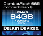 Delkin's 64GB CombatFlash 685 CompactFlash card. Photo provided by Delkin Devices Inc.