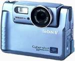 Sony's DSC-F55DX digital camera, front left quarter view. Courtesy of Sony.