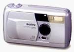 Sanyo's DSC-R1 digital camera. Courtesy of Sanyo, with modifications by Michael R. Tomkins.