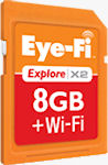 Eye-Fi's 802.11n-compliant Explore X2 8GB SDHC card was announced in January 2010. Rendering provided by Eye-Fi. Click for a bigger picture!