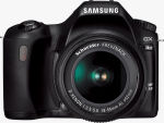 Samsung's GX-1L digital SLR. Courtesy of Samsung, with modifications by Michael R. Tomkins.