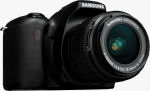 Samsung's GX-1S digital SLR. Courtesy of Samsung, with modifications by Michael R. Tomkins.