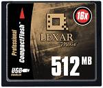 Lexar's 16X 512MB CompactFlash card. Courtesy of Lexar Media Inc.