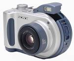 Sony's MVC-CD200 digital camera, front left quarter view. Copyright (c) 2001, The Imaging Resource. All rights reserved.