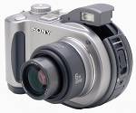 Sony's MVC-CD300 digital camera, front left quarter view. Copyright (c) 2001, The Imaging Resource. All rights reserved.