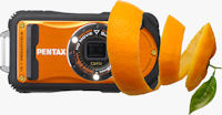 Pentax Optio W90, orange version.<br /> <em>Photo provided by Pentax Europe GmbH.