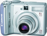 Canon's PowerShot A550 digital camera. Courtesy of Canon, with modifications by Michael R. Tomkins.