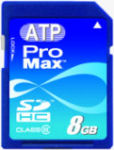ATP's ProMax 8GB Secure Digital High Capacity (SDHC) card. Courtesy of ATP, with modifications by Michael R. Tomkins.