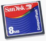 SanDisk's 8MB Type-I CompactFlash card. Courtesy of SanDisk Corp.
