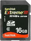 SanDisk Extreme III SDHC card. 