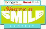 Cingular Wireless and Eastman Kodak Company's Share A Smile contest logo. Click here to visit the Share A Smile contest website!